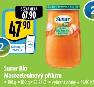 Sunar Bio Masozeleninový příkrm, 190 g