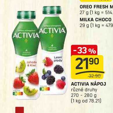 ACTIVIA NÁPOJ různé druhy 270-280 g