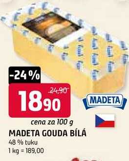 Madeta gouda bíla 48% 100g