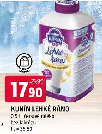 Kunín lehké ráno 0,5l čerstvé mléko bez laktózy 