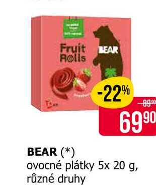 BEAR ovocné plátky 5x 20 g, různé druhy 