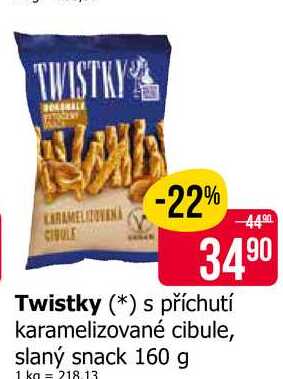 Twistky s příchutí karamelizované cibule, slaný snack 160 g 