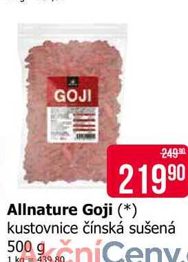 Allnature Goji kustovnice čínská sušená 500g