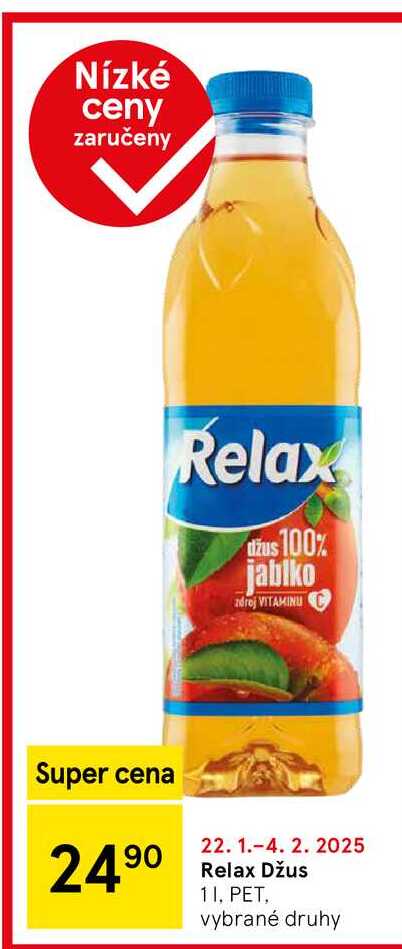 Relax Džus 1 1. PET, vybrané druhy 