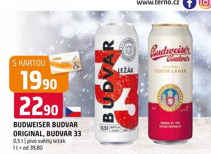 Budweiser Budvar B:Classic světlé výčepní pivo 0,5l 