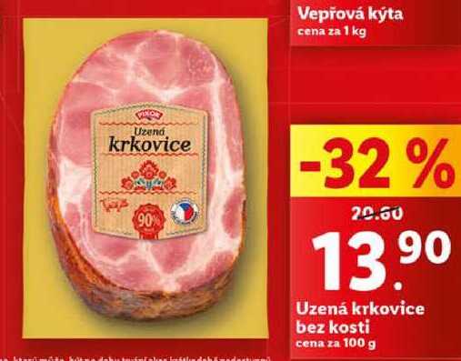 Uzená krkovice bez kosti, cena za 100 g
