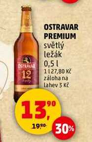 OSTRAVAR PREMIUM světlý ležák, 0,5 l 