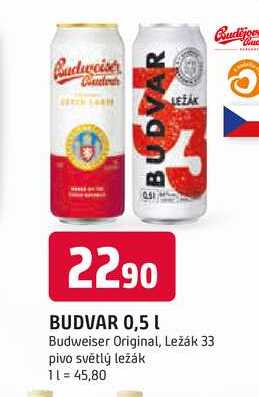 Budweiser Budvar B:Original Pivo světlý ležák 0,5l plech