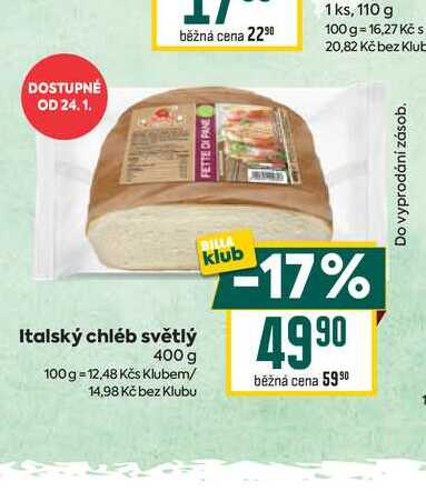 Italský chléb světlý 400 g 