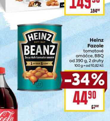 Heinz Fazole tomatové omáčce, BBQ od 390 g