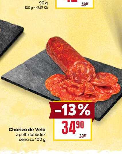 Chorizo de Vela z pultu lahůdek cena za 100 g