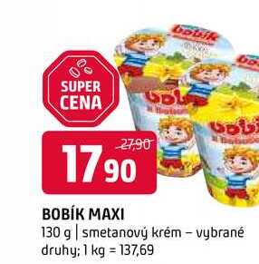 Bobík Maxi smetanový krém 130g, vybrané druhy