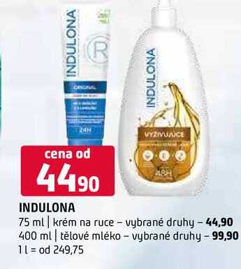 Indulona 75 ml krém na ruce vybrané druhy 400 ml tělové mléko vybrané druhy 