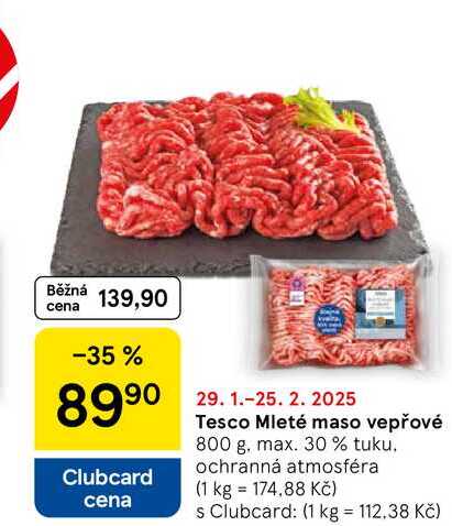 Tesco Mleté maso vepřové, 800 g, max. 30% tuku