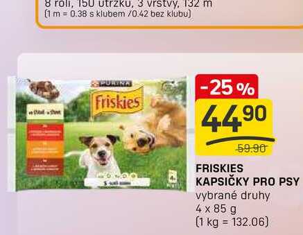 FRISKIES KAPSIČKY PRO PSY vybrané druhy 4 x 85 g 