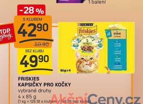 FRISKIES KAPSIČKY PRO KOČKY vybrané druhy 4 x 85 g 