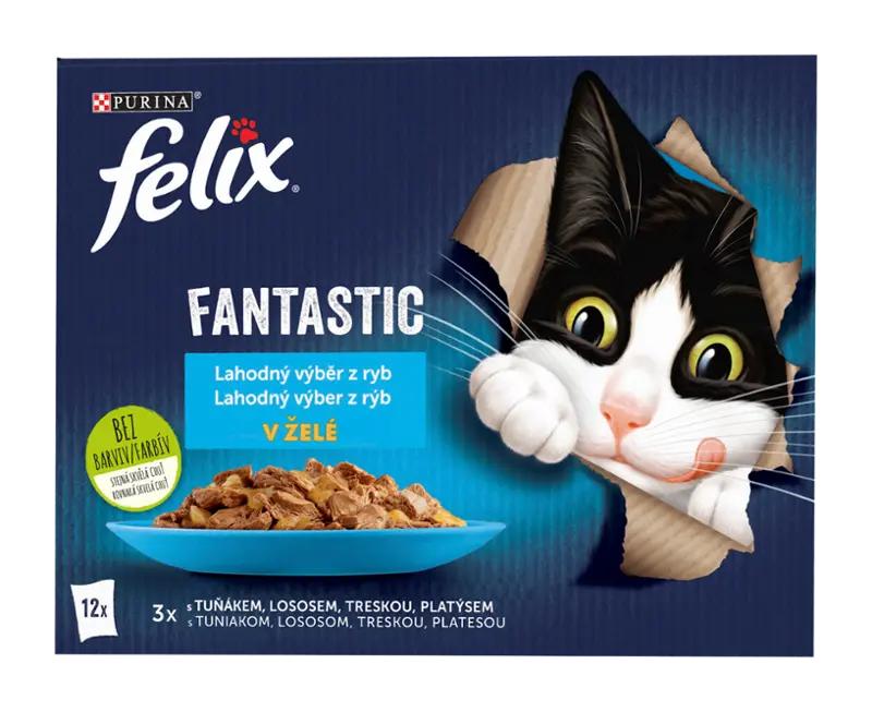 Felix Kapsička pro kočky Fantastic výběr s lososem, platýsem, s tuňákem, s treskou multipack 12x 85 g, 1020 g