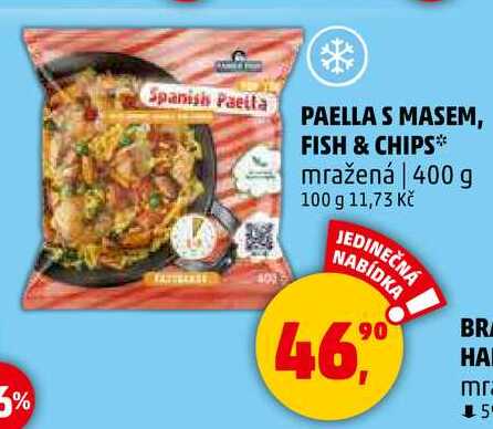 PAELLA S MASEM, FISH & CHIPS mražená, 400 g