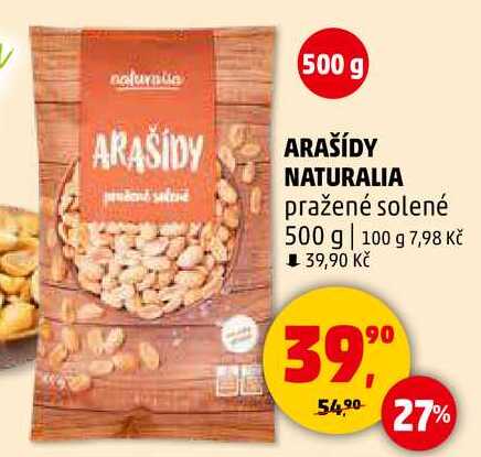 ARAŠÍDY NATURALIA pražené solené, 500 g 