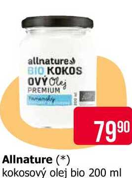 Allnature kokosový olej bio 200 ml 