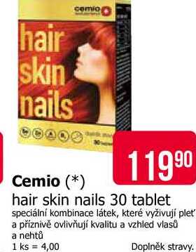 Cemio hair skin nails 30 tablet 