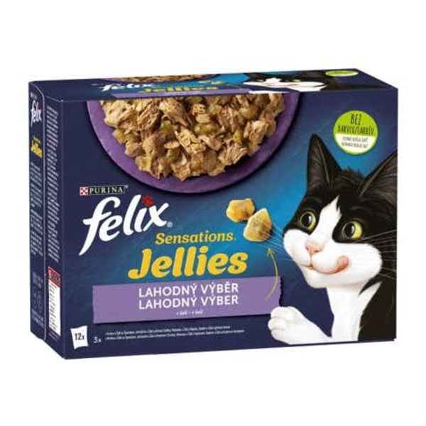 Felix Sensations s jehněčím, makrelou, sleďem a krůtou v želé 12x85g