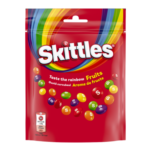 Skittles Fruits žvýkací bonbony v křupavé krustě s příchutí ovoce