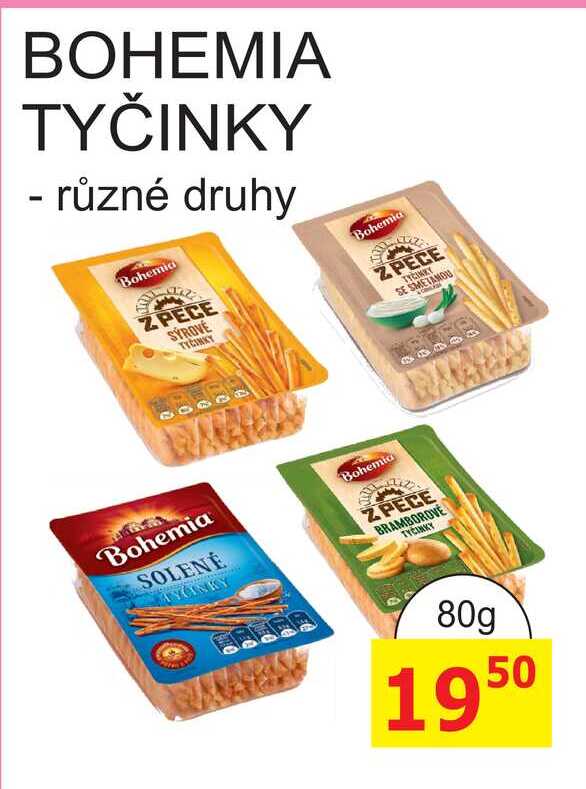 BOHEMIA TYČINKY - různé druhy 80g 