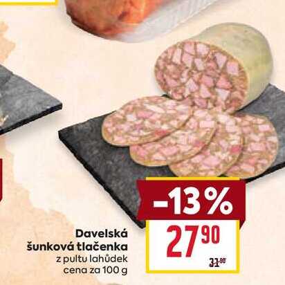 Davelská šunková tlačenka z pultu lahůdek cena za 100g