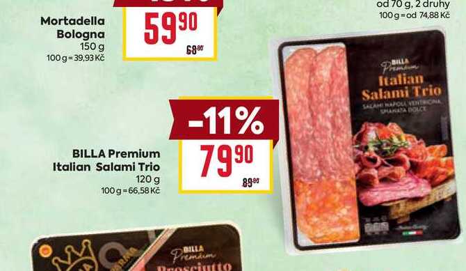 BILLA Premium Italian Salami Trio 120 g 