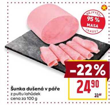 Šunka dušená v páře z pultu lahůdek cena za 100 g 