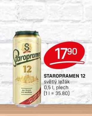 STAROPRAMEN 12 světlý ležák 0,5l, plech