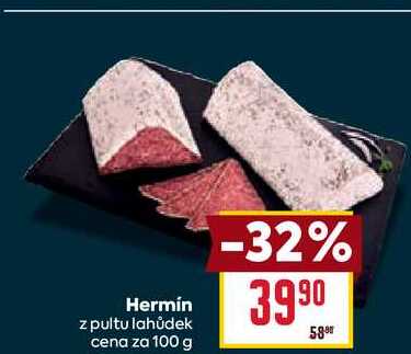 Hermín z pultu lahůdek cena za 100 g 