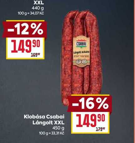 Klobása Csabai Lángolt XXL 450 g