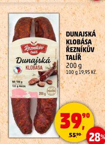 DUNAJSKÁ KLOBÁSA ŘEZNÍKŮV TALÍŘ, 200 g