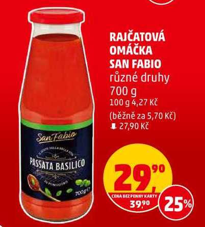 RAJČATOVÁ OMÁČKA SAN FABIO různé druhy, 700 g 