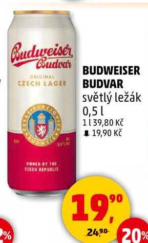 BUDWEISER BUDVAR světlý ležák, 0,5 l