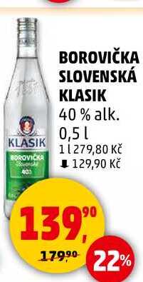 BOROVIČKA SLOVENSKÁ KLASIK 40% alk., 0,5 l