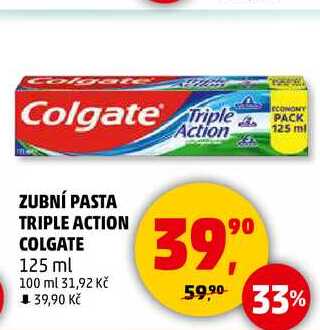 COLGATE ZUBNÍ PASTA TRIPLE ACTION, 125 ml