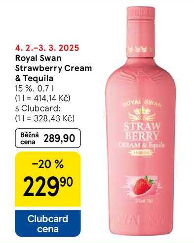 Royal Swan Strawberry Cream & Tequila 15%, 0,7 l