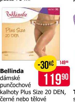 Bellinda dámské punčochové kalhoty Plus Size 20 DEN, černé nebo tělové S 