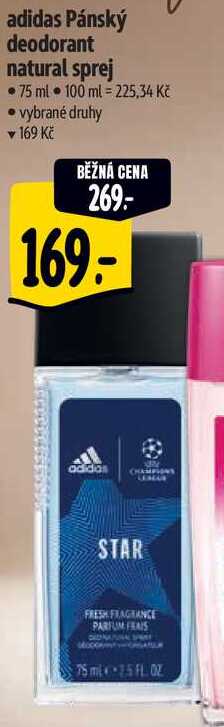 adidas Pánský deodorant natural sprej, 75 ml