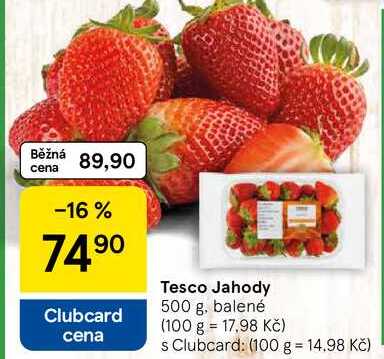 Tesco Jahody, 500 g, balené