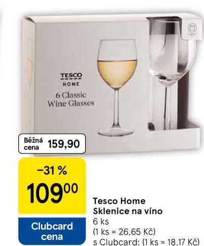 Tesco Home Sklenice na víno, 6 ks