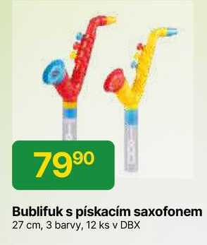 Bublifuk s pískacím saxofonem 27 cm, 3 barvy