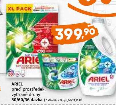 Ariel prací prostředek, vybrané druhy 50/60/36 dávka