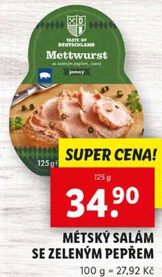MÉTSKÝ SALÁM SE ZELENÝM PEPŘEM, 125 g