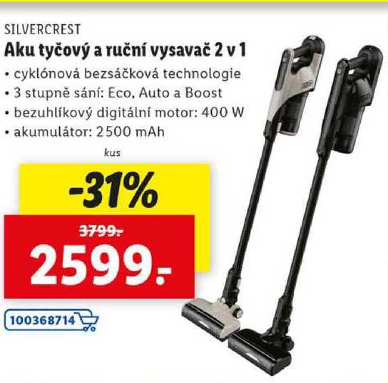 Aku tyčový a ruční vysavač 2 v 1