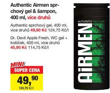 Authentic Airmen sprchový gel & šampon, 400 ml, více druhů 