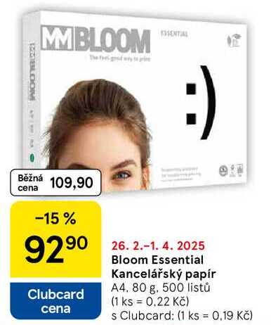 Bloom Essential Kancelářský papír A4. 80 g, 500 listů